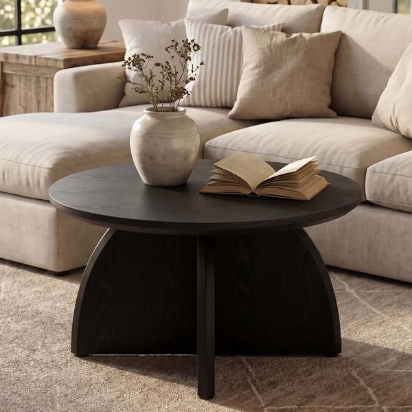 Tribesigns Couchtisch 80 cm Runder beistelltisch, Wohnzimmertisch, niedriger Cocktailtisch