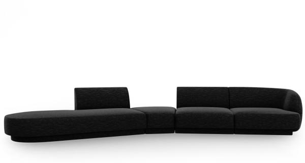 Micadoni Modulares Sofa Miley 5-Sitzer Links Chenille Haga Schwarz