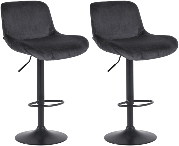 CLP 2er Set Barhocker Solon Schwarz höhenverstellbar und drehbar mit Rückenlehne,schwarz Samt