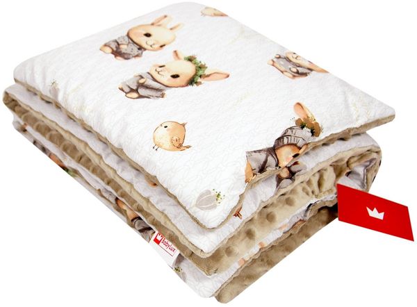 Kinderdecke BABYLUX Babydecke MINKY 2Set Kuscheldecke Decke 75 x 60cm Kinderwagen, BabyLux, MP150 - Beige + Häschen Bild 3