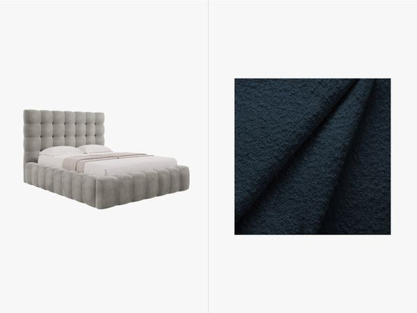 Micadoni Stauraumbett mit Kopfteil Mamaia Boucle Baloo Dunkelblau 140x200