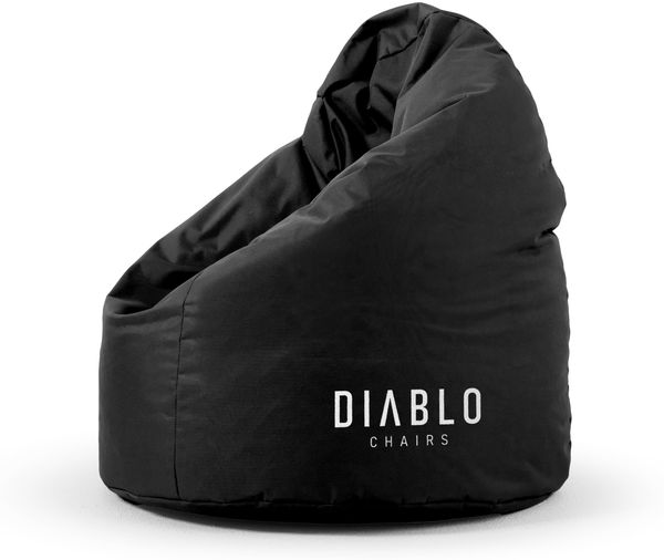 Diablo Kinder-Pouf, Craft Edition, ergonomischer Sitz, mit Granulatfüllung, strapazierfähiges Cordura, wasserdicht, leicht und kompakt, Spielmuster, Maße 80 x 110 x 80 cm, Schwarz
