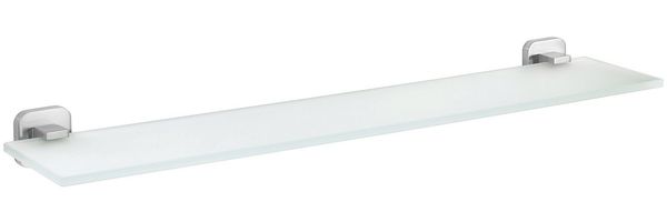 tesa Duschablage ESTEETIC Glasablage einfache Montage - 5,0 cm : 60,0 cm : 12,25 cm, Packung 1-tlg, Badablage aus Glas - Edelstahl - silber matt