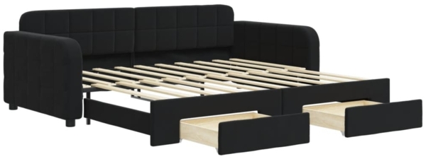 vidaXL Tagesbett Ausziehbar mit Schubladen Schwarz 90x190 cm Samt 3196992