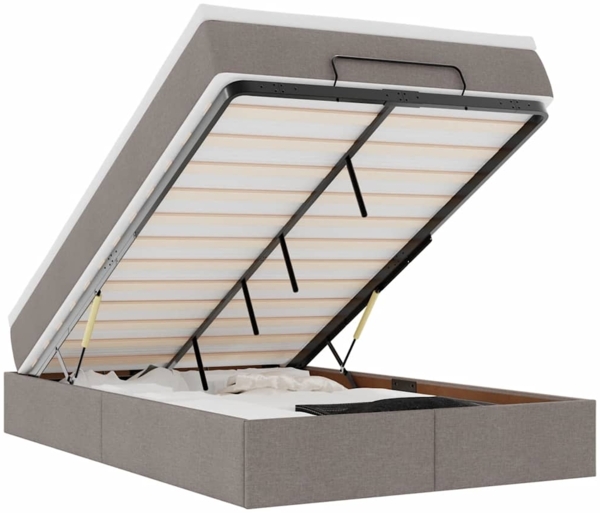 vidaXL Ottoman-Bett mit Matratze Taupe 120x200 cm Stoff 3311103