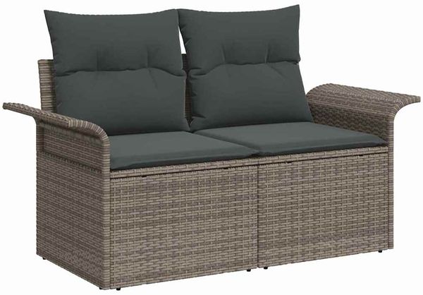 vidaXL Gartensofa-set mit Kissen 11 pcs Grau Poly-Rattan 3349383 Bild 4