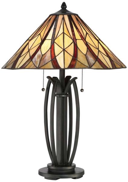 Tischleuchte, Tiffany-Glas, Bronze, H 64,6 cm