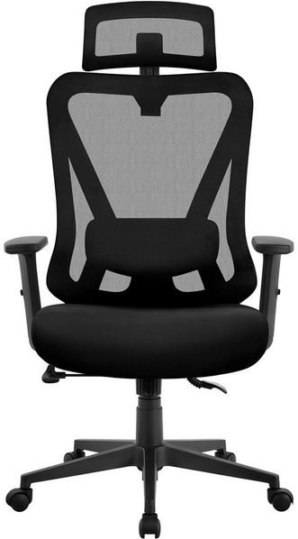 Yaheetech Bürostuhl Ergonomisch, Schreibtischstuhl mit Verstellbarer Kopfstütze, Armlehnen, Lendenwirbelstütze, Verschließbar Drehstuhl mit 90°-130° Liegefunktion höhenverstell Schwarz