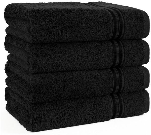 HAMMETEX Handtuch Set 4er Set Handtücher 50x100 cm, 100% Baumwolle, Weich & Saugstark, Frottier (Set, 4-St), mit Bordüre, einfarbig, weich