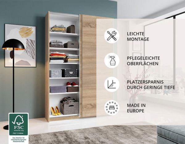 Bega 'Fast' Schwebetürenschrank, Eiche Sonoma Sägerau Nb. Bild 4