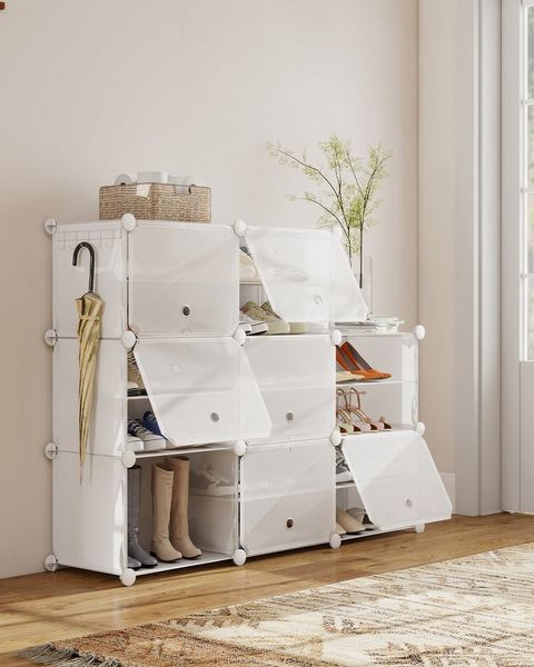 Sekey Schuhregal Schuhregal Schuhschrank Schuh-Organizer Stecksystem DIY-Regal, 1-tlg 32 Paar Schuhe Kunststoff mit Weiß 8 Tür
