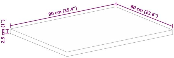 vidaXL Tischplatte 90x60x2,5 cm Rechteckig Raues Massivholz Mango 371332 Bild 9