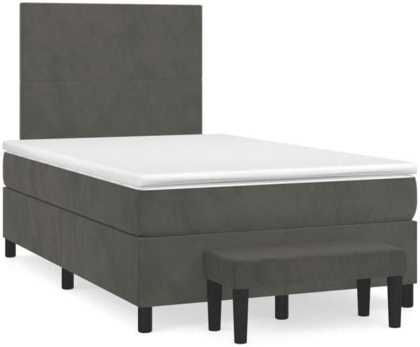 vidaXL Boxspringbett mit Matratze Dunkelgrau 120x190 cm Samt 3270458