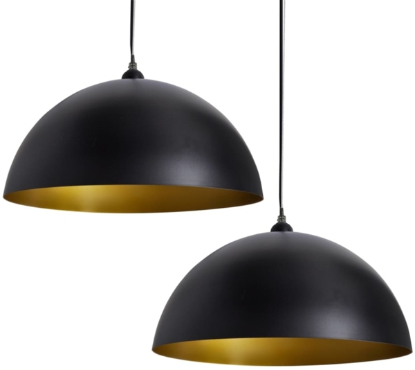 vidaXL Deckenleuchte 2 Stk. Höhenverstellbar Halbkugelförmig Schwarz 241113