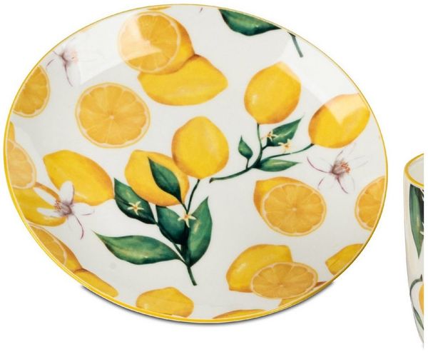 formano Frühstücksteller Fresh Lemon, Spülmaschinengeeignet, Weiß, Zitronen, H: 2cm