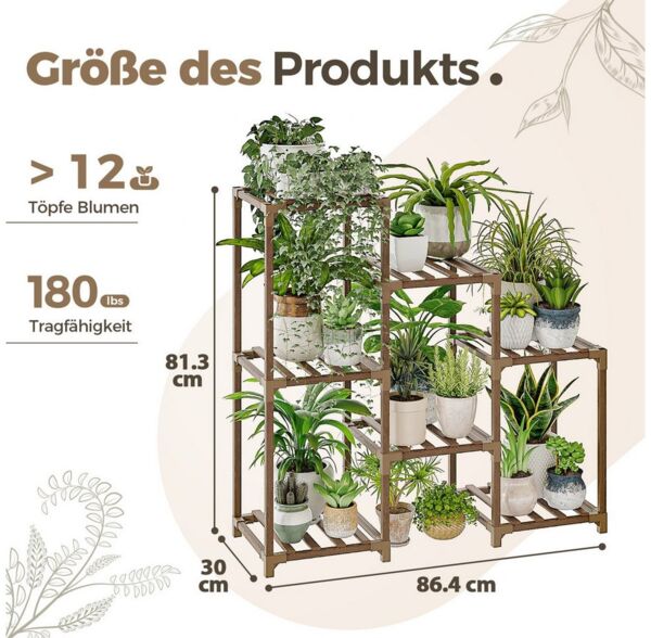 Bamworld Blumenständer Pflanzenständer Pflanzenregal für Innen und Außen mit 7 Ebenen (1 St), für Terrasse, Balkon, Garten – Geschenke für Gartenliebhaber