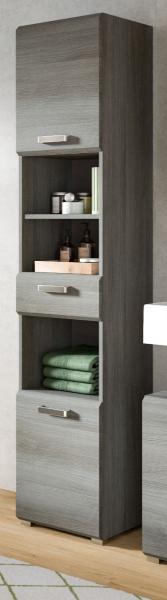 Badezimmer Hochschrank Grigio in Rauchsilber grau 40x185 cm