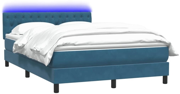 vidaXL Boxspringbett mit Matratze Dunkelblau 140x220 cm Samt 3317221 Bild 2