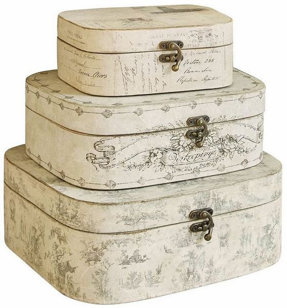 Mirabeau Dekokorb Box 3er Set Dedwen antikcreme/grau (3er Set, 3er Set)