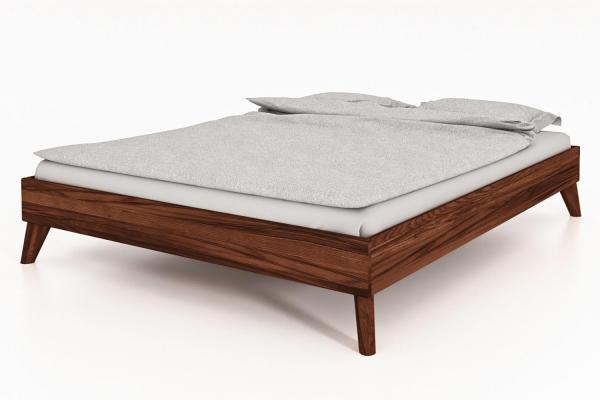 Bett Gerg 3 aus Kernbuche massiv choco 200x200 cm ohne Kopfteil mit Holzbeinen