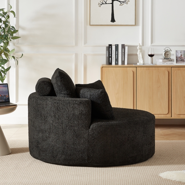 Cloud Sofa ohne Montage, Chenille Sessel mit Rückenstützkissen, gemütliches Lounge Sofa, Wohnzimmermöbel,Schwarz Bild 5