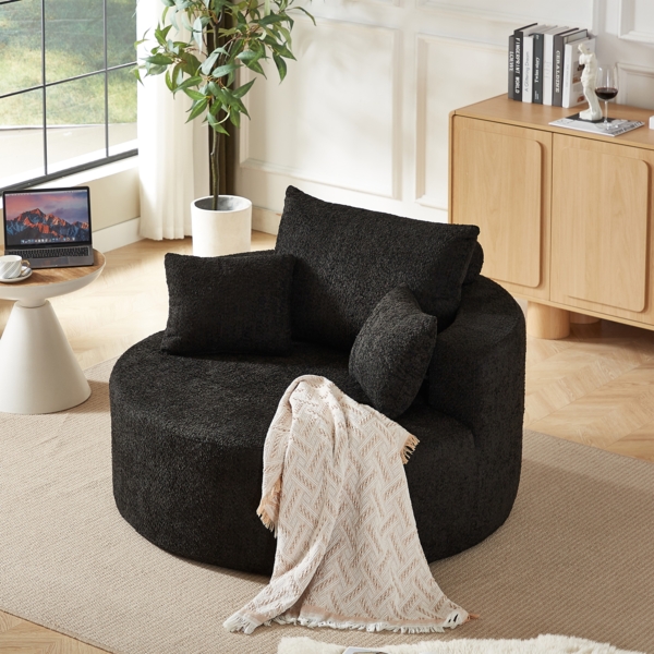 Cloud Sofa ohne Montage, Chenille Sessel mit Rückenstützkissen, gemütliches Lounge Sofa, Wohnzimmermöbel,Schwarz Bild 6