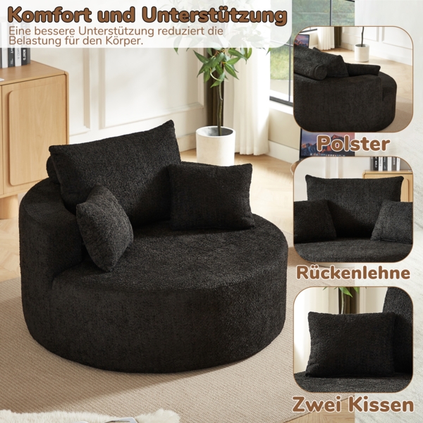 Cloud Sofa ohne Montage, Chenille Sessel mit Rückenstützkissen, gemütliches Lounge Sofa, Wohnzimmermöbel,Schwarz Bild 8