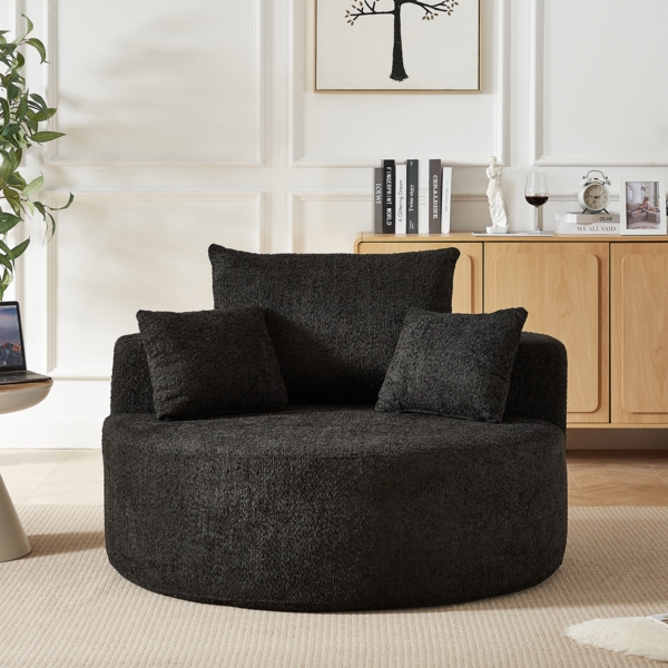 Cloud Sofa ohne Montage, Chenille Sessel mit Rückenstützkissen, gemütliches Lounge Sofa, Wohnzimmermöbel,Schwarz Bild 3