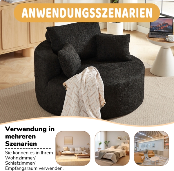 Cloud Sofa ohne Montage, Chenille Sessel mit Rückenstützkissen, gemütliches Lounge Sofa, Wohnzimmermöbel,Schwarz Bild 7