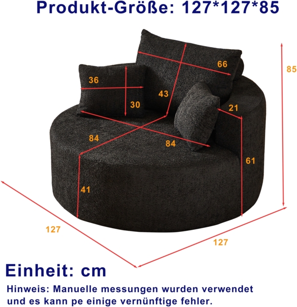 Cloud Sofa ohne Montage, Chenille Sessel mit Rückenstützkissen, gemütliches Lounge Sofa, Wohnzimmermöbel,Schwarz Bild 10