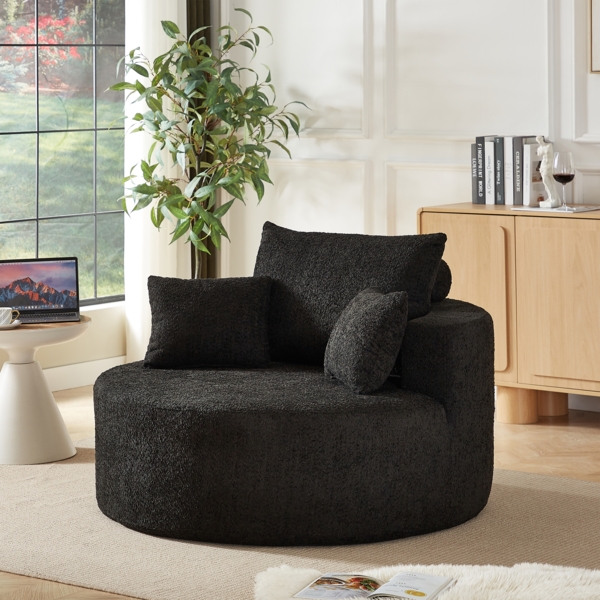 Cloud Sofa ohne Montage, Chenille Sessel mit Rückenstützkissen, gemütliches Lounge Sofa, Wohnzimmermöbel,Schwarz Bild 4