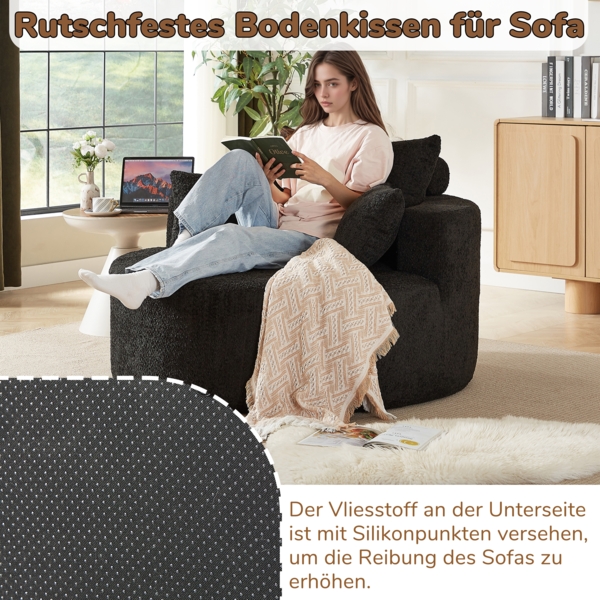 Cloud Sofa ohne Montage, Chenille Sessel mit Rückenstützkissen, gemütliches Lounge Sofa, Wohnzimmermöbel,Schwarz Bild 9