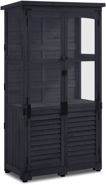 M MCombo Gartenschrank Holz, Gerätehaus Wetterfest Klein, Outdoor Gartenhaus Geräteschuppen für Außenbereich Terrasse Balkon, 0120 (Anthrazitgrau)