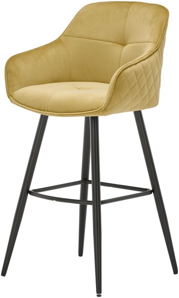 Barhocker >Emma< (2er-Set) drehbar, gold, schwarz, Samtbezug - 57x105x53cm (BxHxT)