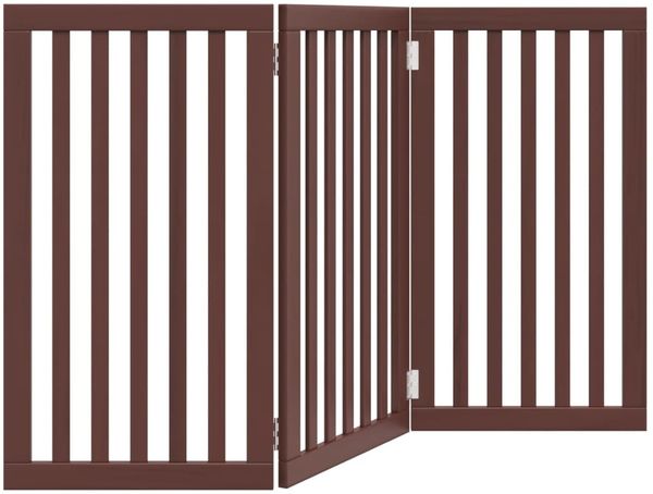 vidaXL 3-tlg. Hundetor Faltbar Braun 150 cm Pappelholz 352262 Bild 6