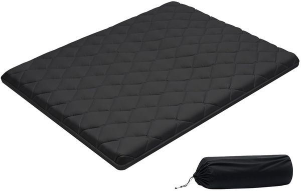 VEVOR japanische Futon-Matratze (2032 x 1524 x 89 mm), Faltbare Tatami (Queen Size), Bodenmatratze mit Aufbewahrungstasche & Befestigungsmaterial, 9-lagige Schlafmatte für Meditation Yoga, Schwarz