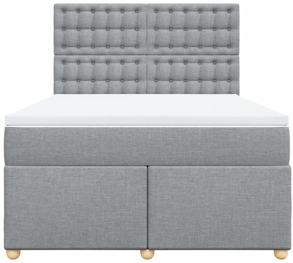 vidaXL Boxspringbett mit Matratze Hellgrau 140x200 cm Stoff 3293617 Bild 6