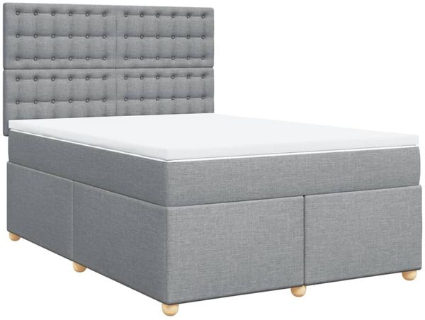 vidaXL Boxspringbett mit Matratze Hellgrau 140x200 cm Stoff 3293617 Bild 3