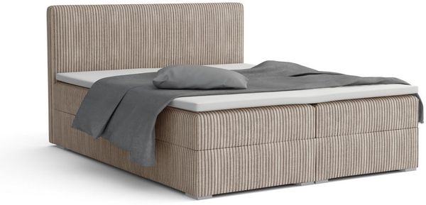 Deine Möbel 24 Boxspringbett LON IV Boxspring Komplettbett Polsterbett Bonellfederkernmatratzen (Cord Beige Creme Grau Dunkelgrau Graphit Schwarz, 3-St, Boxbett Cord Cord-Samt 140x200 160x200 180x200 200x200), inkl. Bettkasten Topper Matratzen H3 H4