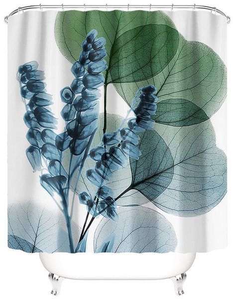 M&W DAS DESIGN Duschvorhang 180x200 Shower curtains Anti schimmel Waschbar Große Grüne Pflanzen