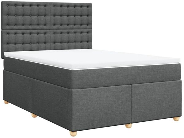 vidaXL Boxspringbett mit Matratze Dunkelgrau 140x200 cm Stoff 3293618 Bild 3