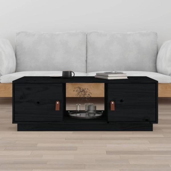 vidaXL Couchtisch Schwarz 100x50x35 cm Massivholz Kiefer 818269