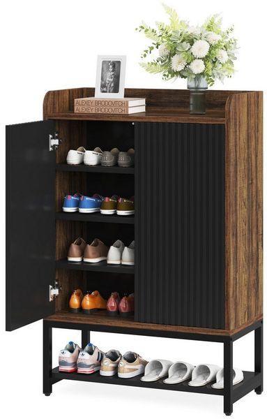 Tribesigns Schuhschrank Schuhregal mit Türen, 5-Tier-Schuh-Lagerung Schrank für Eingang Flur