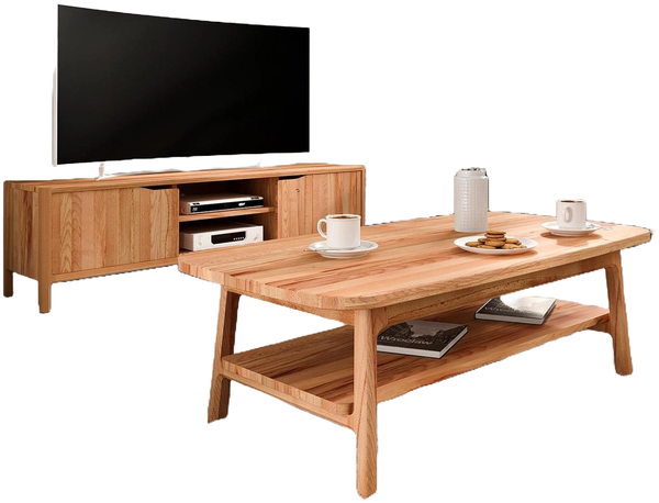 Couchtisch Swig aus Kernbuche massiv geölt 60x100 cm mit Holzbeinen