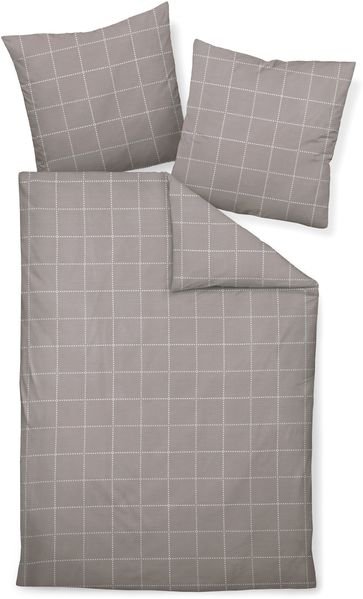 Janine J.D. Mako-Satin Bettwäsche 155x220 Karo taupe weiß 87062-07