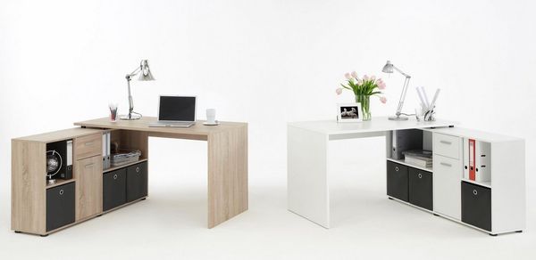 FMD Möbel - LEXO/LEX - Schreibtisch - melaminharzbeschichtete Spanplatte - weiß - 135,7 x 74,2 x 135,7cm Bild 4