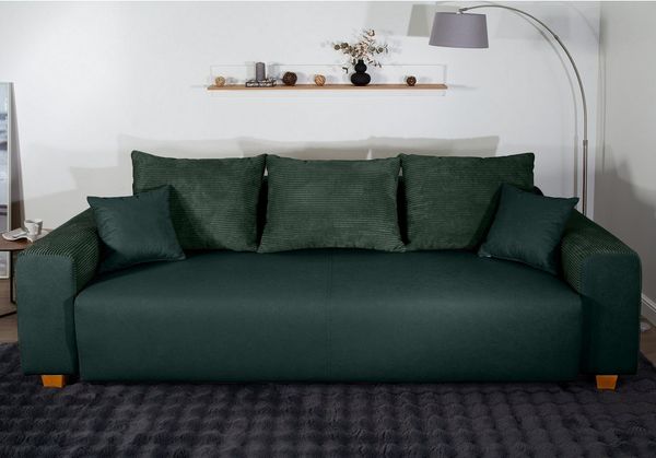 COLLECTION AB Schlafsofa Yves, B: 243 cm, Liegefl. 142x194 cm, Bettfunktion, Bettkasten & 2 Zierkissen, Federkern