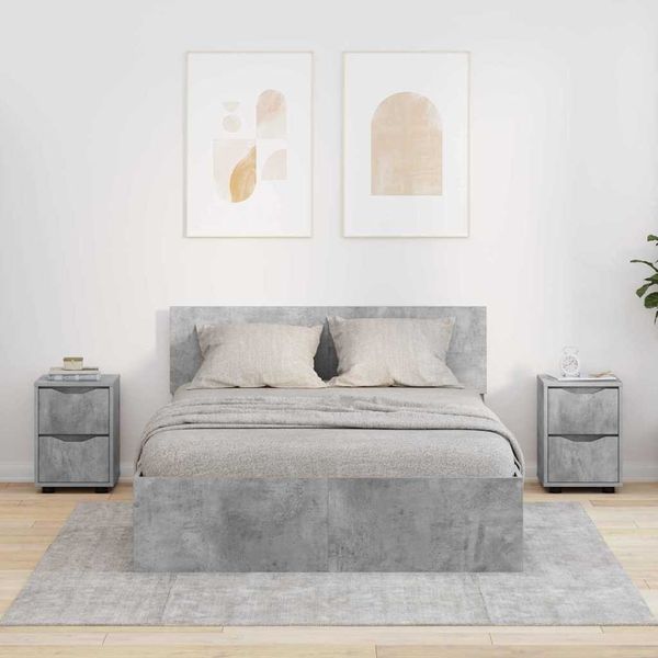 vidaXL Nachttische 2 pcs Beton Grau 30,5 x 30 x 43 cm Holzwerkstoff 888804