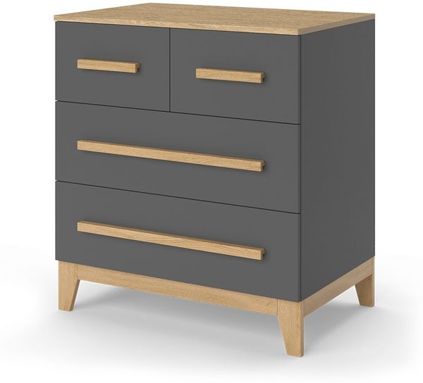 Kommode Malia Grau 80 x 88 cm mit 4 Schubladen Vitalispa