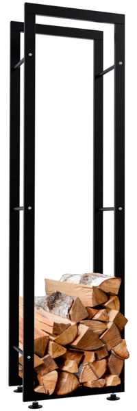 CLP Kaminholzständer Keri V2,schwarz 25x40x150 cm